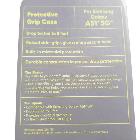 Onn Protect Samsung Galaxy A51 5G Cell Phone Case 8' Drop Protection Blue - Picture 4 of 4